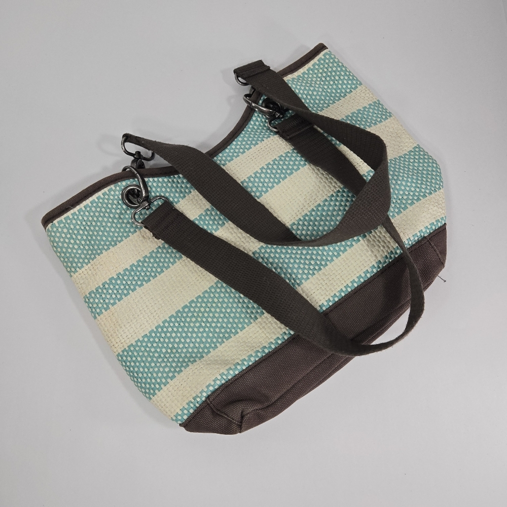 Thirty-One brown canvas stripe shoudler bag